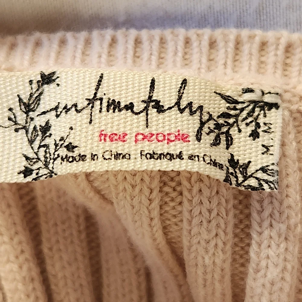 Free People Intimately Take Me Home‎ Knit Cami Cropped Tank Top Beige Medium